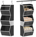 Hanging Closet Organizer 3 Shelf Collapsible Bedroom Closet Organizers and Storage Hanging with Mesh Pocket for Clothes, Clos