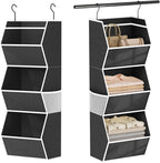 Hanging Closet Organizer 3 Shelf Collapsible Bedroom Closet Organizers and Storage Hanging with Mesh Pocket for Clothes, Clos