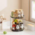 Delamu 2 Tier Rotating Makeup Organizer for Vanity, Skincare Organizer for Bathroom Counter, Spinning Perfume Organizer Cosme