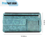 Car Sun Visor Organizer, Car Storage Pouch Holder with Multi-Pocket Net Zipper, Suede Note Holder Car Visor Storage Organizer with Glasses Case, Sunglass Holder for Car Interior Accessories (Blue)
