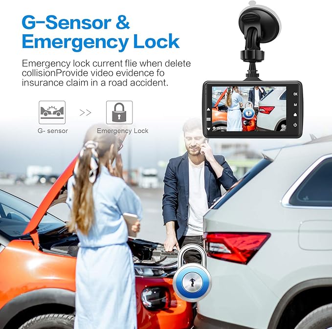 Dash Cam Front with 32G SD Card, BOOGIIO 1080P FHD Car Driving Recorder 3'' IPS Screen 170°Wide Angle Dashboard Camera Alumin