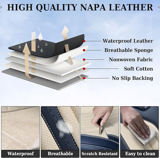 Coverado Car Seat Covers Front Seats Only, Leather Car Seat Protectors, Waterproof Seat Covers for Cars Auto Car Accessories 