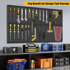 PBHEPJ 6 Pcs Metal Pegboard Panels, Heavy Duty Peg Boards for Garage and Garden Tool Storage, Includes Drywall Anchors and Sc