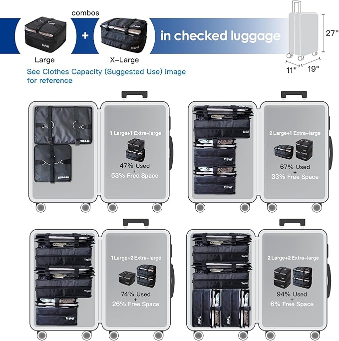 Grand Fusion Stow-N-Go Packing Organizer for Luggage, Portable Hanging Travel Shelves, Carry-On Closet, Hanging Packing Cubes