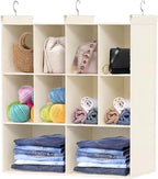 Ofiray-home 3 Tier Hanging Closet Organizer, 10 Compartments Sweater Organizer for Closet with 3 Sturdy Hooks, Closet Organiz