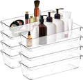 8 Pack Drawer Organizer - 3" X 9" Clear Acrylic Storage Bins with Non-Slip Pads, Versatile Desk Tray for Makeup, Jewelry, Kit