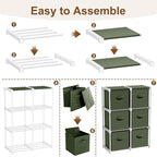 6 Cube Storage Organizer with Shelf Back to School Boxes 11 Inch Toy Storage Bins Closet Organizers Drawers Fabric Dresser fo