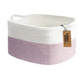 COMFY-HOMI Cotton Rope Woven Medium Basket with Handles for shelf，Cloth Storage Basket for Organizing-13.5X11X9.5 Storage Bin