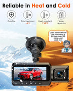 3-Channel Dash Cam 4K for Car: Front, Rear & Inside Dash Camera with 5.8G WiFi & GPS - 24H Parking Mode, 64GB Card for Ridesh