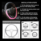 Valleycomfy Microfiber Leather Steering Wheel Cover Universal 15 inch(Pink)