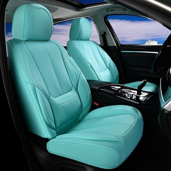Coverado Car Seat Covers Full Set, Car Seat Protector Waterproof, Nappa Leather Car Seat Cushion, Seat Covers for Cars, Front