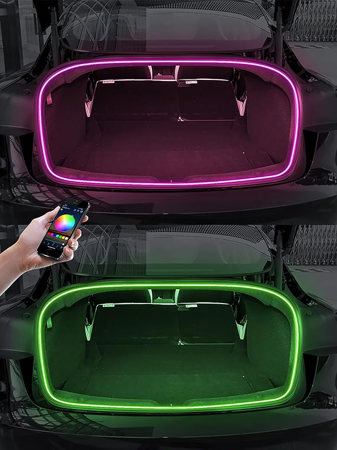 Trunk LED Light Strip for Tesla Model 3 Highland 23-25 Rear Trunk Cargo Light Interior Decoration Lights for Tesla Model 3 Refresh Easy Installation Tesla Trunk Accessories Ambient Lights (RGB)
