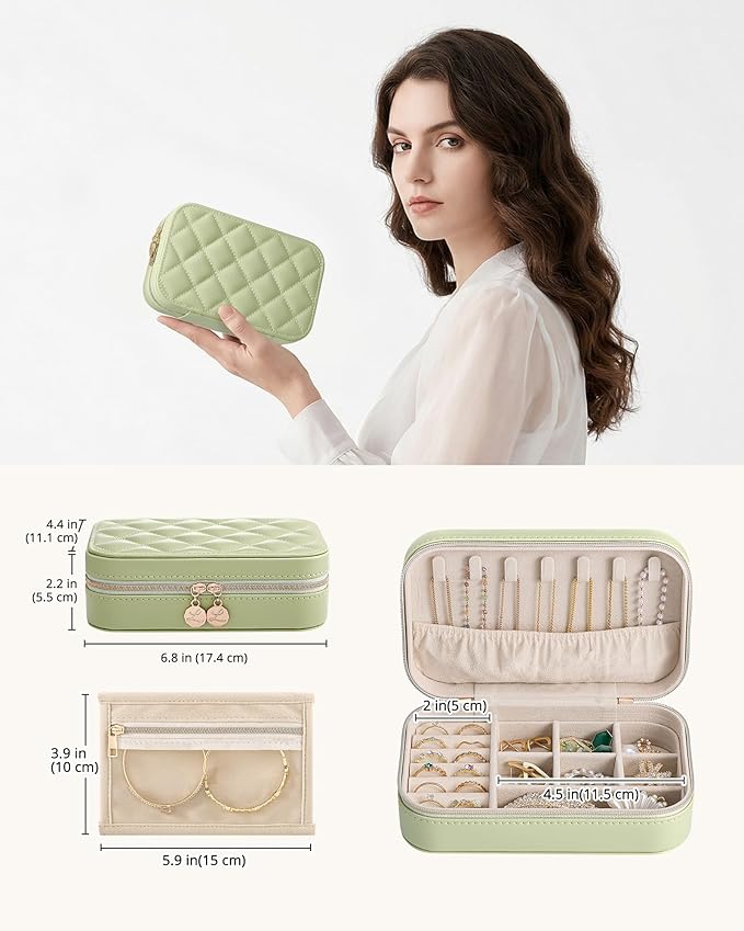 Lolalet Travel Jewelry Case for Women Girls, Travel Jewelry Organizer with Clear Storage Bag Small Portable Jewelry Box for N