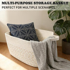 96L Large Blanket Basket,24"x16"x15"Rectangle Storage Bin with Handles,Woven Rope Laundry Basket for Toys, Clothes,Magazines,