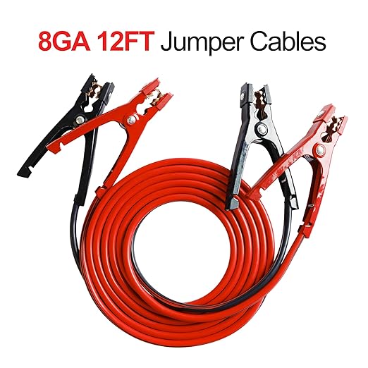 Jumper Cables for Car,8 Gauge 12 Feet Heavy Duty Booster Cable,Quick Connect Automotive Wires with Alligator Clips,Carrying Bag for Cars Trucks