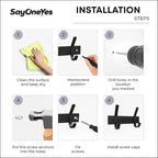 Matte Black Small Coat Rack Wall Mount – 6 Inch Stainless Steel Hook Rail with 2 Double Coat Hooks – Wall Mounted Entryway Or