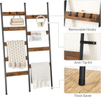 HOOBRO Blanket Ladder, 33.9" L Wall-Leaning Towel Rack, Double Row Blanket Rack for Large Capacity, Metal Frame, Anti-Tip Des