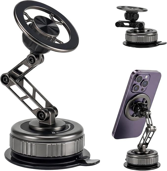 EdenseeLake Magsafe Car Phone Holder, 360° Adjustable Car Phone Mount, Strong Magnetic Vacuum Suction Cup Phone Holders for Your Car, 17 Pro Max 16 15 14 13 12 Air Plus