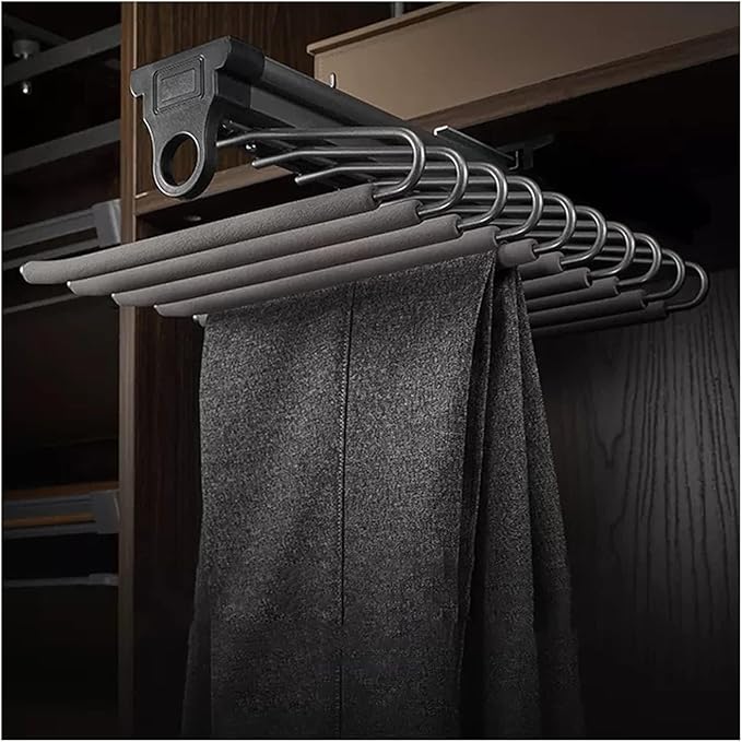 Pull Out Clothes Rail Extendable Pull Out Closet Rod - Wardrobe Pull-Out Trousers Rack, Heavy Duty Extendable Pull Out Closet