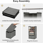 GRANNY SAYS Hanging Closet Organizer with Drawers, 4 Shelf Dividers Closet Hanging Organizer, Foldable Hanging Shelves for Wa