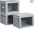 Homsorout Collapsible Storage Bins with Lids - Stackable Storage Containers with Window, 15.7 Inch Fabric Organizing Bins for