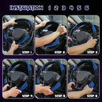 Soft Leather Steering Wheel Cover with Breathable Design and Anti-Slip Grip, Fully Compatible with Tesla, Toyota, Honda, Niss