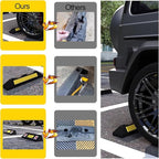 Parking Stopper for Garage, Rubber Limiter Wheel Blocker, Yellow Reflective Strips Garage Parking Aid, for Various Car Parking