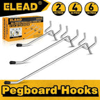 ELEAD 66-Piece 2/4/6 Inch Pegboard Hooks, Heavy Duty Peg Board Organizer Accessories, Peg Board Tool Hangers Fit for 1/4" and