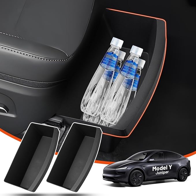 Under Seat Storage Organizer for Tesla Model Y 2025 2026 Refresh (Juniper), Upgraded TPE Double Layer Hidden Storage Box, 2pc
