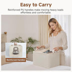 StorageWorks Storage Bins, Shelves Baskets for Organizing, Large Fabric Closet Organizers with Handles, Metal Frame, Beige-Co