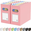 Oterri File Organizer Box, Portable Collapsible Cardboard File Folder Organizer with Handle for Letter Size Hanging Files, Do