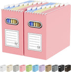 Oterri File Organizer Box, Portable Collapsible Cardboard File Folder Organizer with Handle for Letter Size Hanging Files, Do