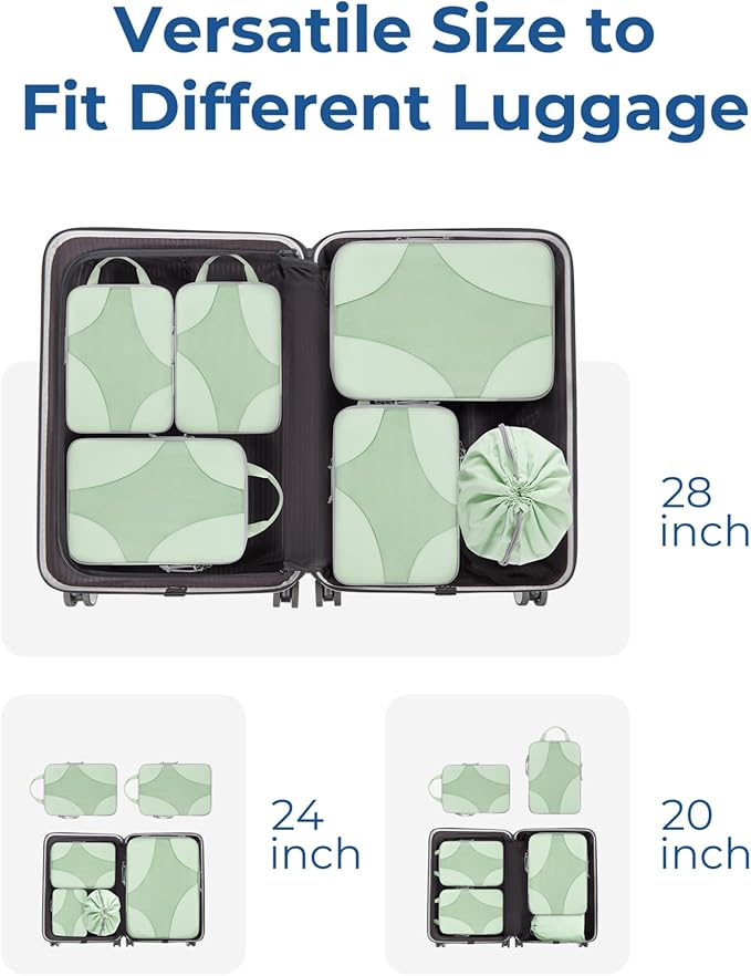 BAGSMART Compression Packing Cubes for Travel, Compressible Luggage Organizer for Cruise Ship, Lightweight Travel Essentials 
