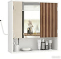 Bathroom Wall Cabinet With Mirror,wall mounted bathroom cabinet,Medicine Cabinet with 2 Door ,Side Hook,Light and Adjustable 