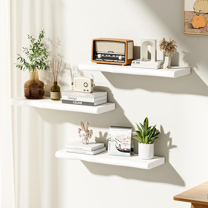 Floating Shelves for Wall Rustic Farmhouse 24 Inch Floating Shelf Bathroom Wooden Shelves for Wall Mounted Live Edge Pine She