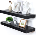 Deep Floating Shelves | 36 Inch Black Floating Shelves Set of 2 | 12 Inch Deep Rustic Wood Shelves for Wall | 36" W x 12" D B