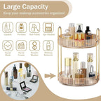MOKANI 360 Rotating Makeup Organizer for Vanity, 2 Tier Adjustable Perfume Organizer for Dresser, Multi-Function Spinning Cos