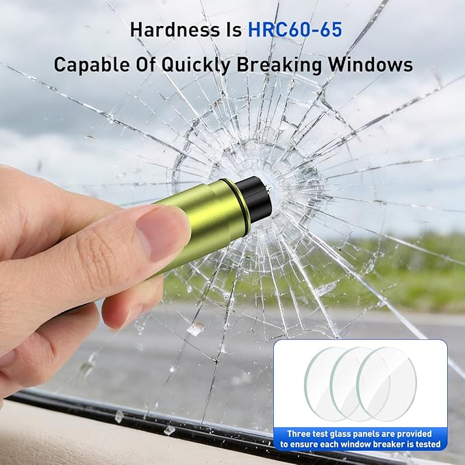 3 in 1 Car Safety Hammer Seatbelt Cutter and Survival Whistle, Safe Transparent Lid Window Breaker Seatbelt Cutter Underwater