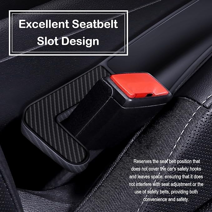 Car Seat Gap Filler, Carseat Side Gap Organizer with Phone Holder & Storage Slot, Auto Interior Accessories, Universal Car Catcher Plug Strip Fit Car SUV Truck, Fill in Between Seat and Console, Black