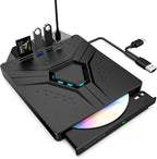 External CD/DVD Drive for Laptop Mac, USB 3.0 & Type-C 8-in-1 Portable DVD Player/Burner, Plug & Play Optical Drive, Compatible with Desktop PC, Windows 11/10/8, Linux, Mac OS, MacBook Pro/Air