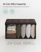 SONGMICS Mazie Collection - 30 Inches Folding Storage Ottoman Bench, Ottoman Foot Rest, End of Bed Bench, Storage Chest, Load