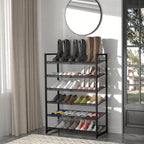Shoe Rack, 6-Tier Metal Shoe Organizer, Tall Shoe Rack for Closet,entryway,Garage, with Adjustable Flat or Angled Shelves, Ho