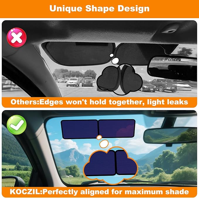 Square Static Cling Car Window Shades for Windshield & Side Windows – Universal Fit (9.84" x 7.09") Driver Side Window Sunshade, Glare-Reducing Window Cover with Durable Mesh & Dark PVC Film