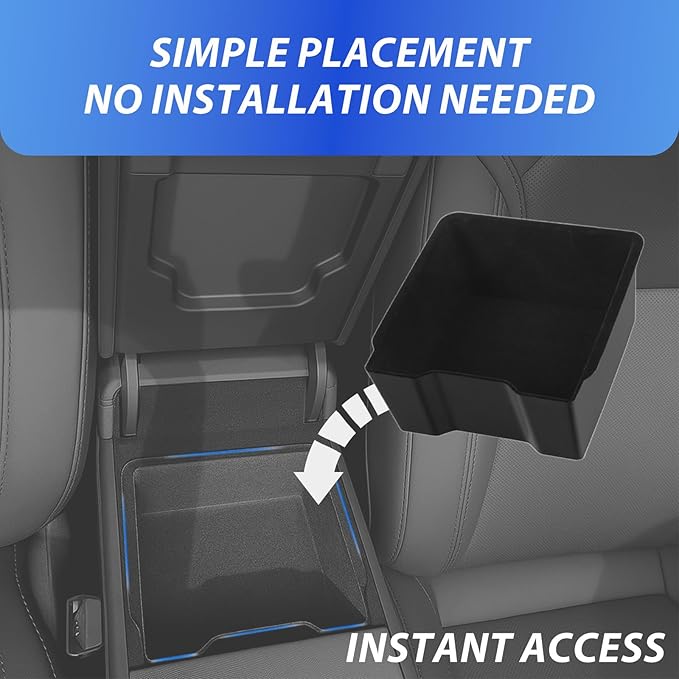 2026 Center Console Organizer for Tesla Model Y Juniper Accessories & Model 3 Highland 2026-2024 Flocked Storage Organizer Set Center Console Box, Armrest Box and DIY Cup Mat