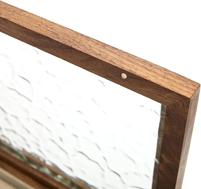 pandapark Wooden Jewelry Box with Glass Lid, Multi-Compartment Storage Display Case, Walnut Brown (Silver Walnut)