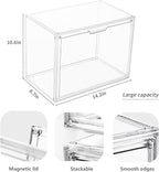 Clear Acrylic Display Case, Stackable Plastic Storage Bins with Magnetic Attraction Lid, Showcase for Cosmetic, Large Figures