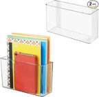 iDesign Adhesive Organizer Bin - Damage-Free Hanging for Kitchen, Bathroom, or Office - Set of 2 - Clear