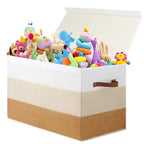 Mayniu Large Toy Box Chest with Divider, Sturdy Toy Storage Bin Organizer Baskets with Lid for Kids, Boys, Girls, Nursery, Li