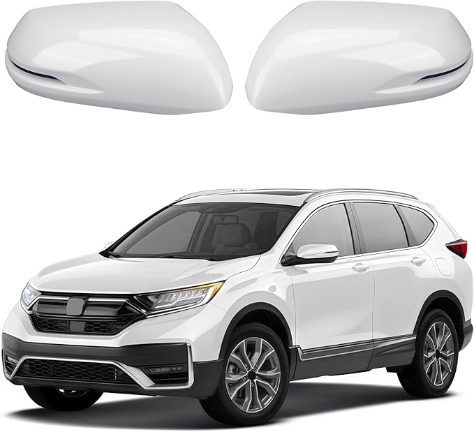 Mirror Cover Cap Compatible with Honda CR-V 2017-2022/ HRV 2016-2022, Door Side Rearview Mirror Guard Cover Trim with Turn Signal Cut-Outs, NH-603P White Diamond Pearl