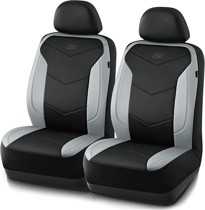 Skechers Memory Foam Seat Covers,Leather Car Seat Covers, Ultimate Comfort & Support Front Seat Covers Airbag Compatible, Aut